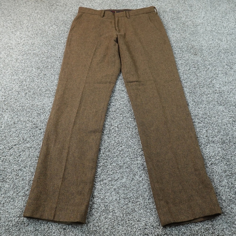 J Crew Pants Mens 31X32 Brown Herringbone Wool Slim Bedford Chino Trouser Dress